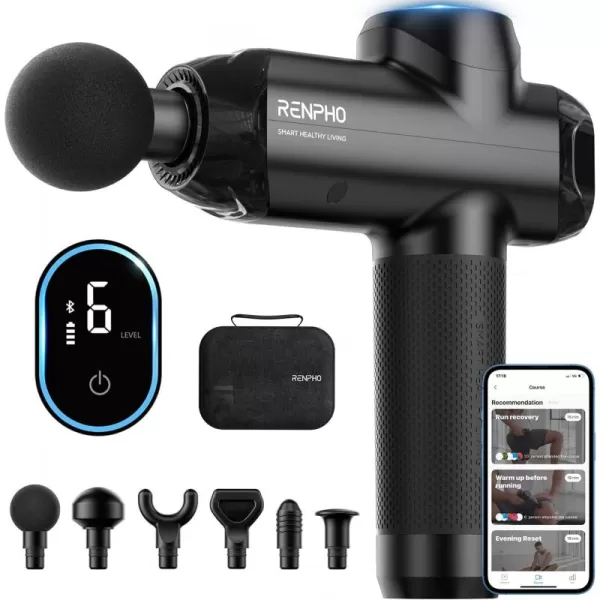 RENPHO Massage Gun Deep Tissue FSA HSA Eligible Percussion Muscle Massage Gun Bluetooth for Athletes Portable Electric Handheld Massager Gun LED Touch DisplayPower