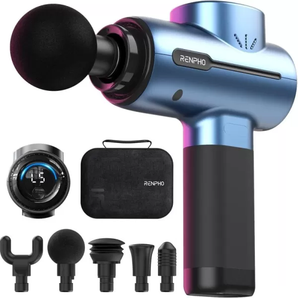RENPHO Massage Gun Deep Tissue Muscle Percussion Massage Gun FSA and HSA Eligible Powerful Portable Back Massager Gun for Athletes Handheld Back Massagers Carry Case ActiveBlue