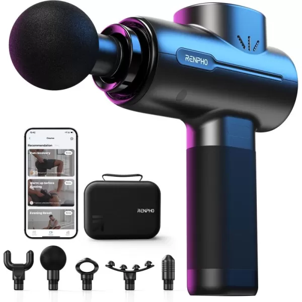 RENPHO Massage Gun with Heat FSA and HSA Eligible Percussion Muscle Deep Tissue Massage Gun Portable with Bluetooth Electric Handheld Massager Gun Active ThermalActive