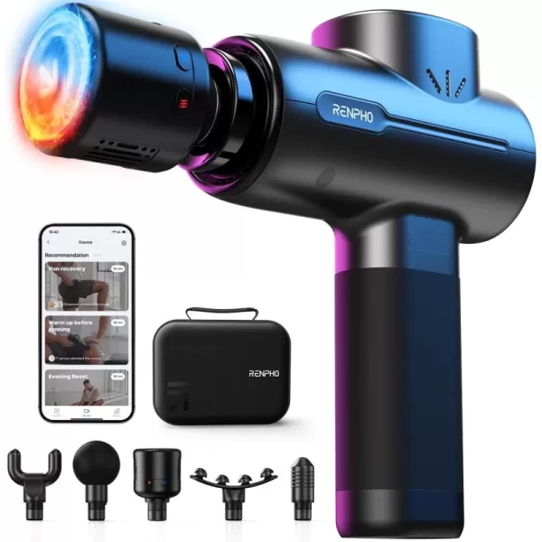 RENPHO Massage Gun with Heat FSA and HSA Eligible Percussion Muscle Deep Tissue Massage Gun Portable with Bluetooth Electric Handheld Massager Gun Active ThermalActive Thermacool