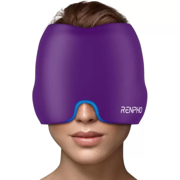RENPHO Migraine Relief Cap FSA or HSA Eligible Headache Relief Hat Ice Head Wrap with Hot or Cold Therapy Hangover Relief Products Anxiety Relief Items Ice Face Mask Birthday Gifts for Women MenViolet