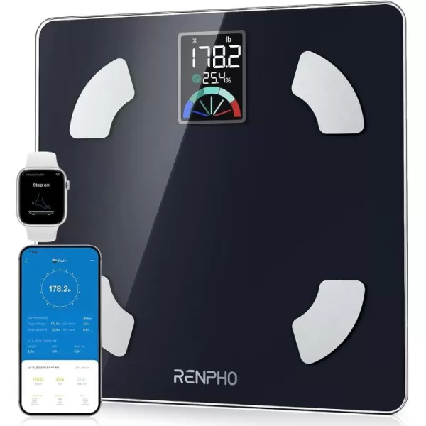 RENPHO Smart Scale Digital Bathroom Scale for Weight Scale with BMI Body Fat Muscle Mass Body Composition Analysis Highly Accurate Bluetooth Scale with APP 400lbs WhiteElis 1112