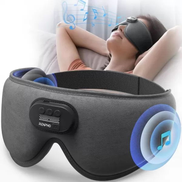 Sleep Headphones Sleep Mask with Bluetooth Headphones RENPHO Ultra Soft 3D Blackout Wireless Sleeping Mask for Side Sleepers Comfort Night Eye Mask White Noise Eye Mask Brithday Gift