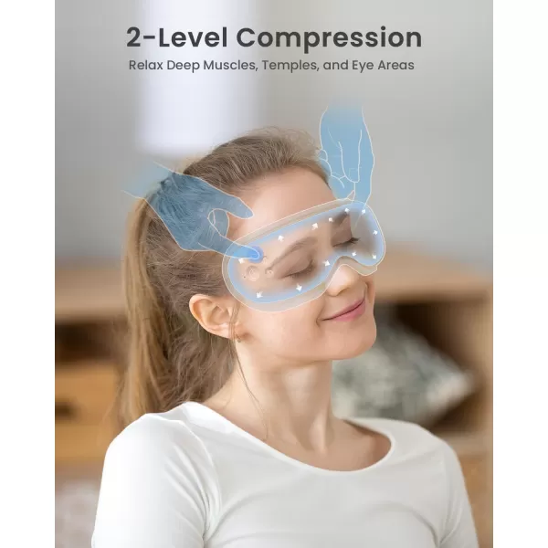 FSA HSA Eye Massager RENPHO Eyeris 1 Eye Massager for Migraines Relief Birthday Christmas Gifts Eye Massage Mask with Remote Heat Compression for Eye Strain Relief Reduce Stye Eye Improve SleepAwhite
