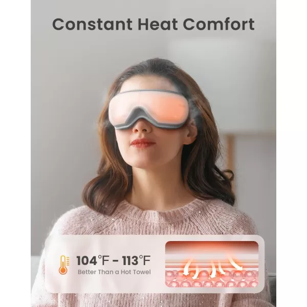FSA HSA Eye Massager RENPHO Eyeris 1 Eye Massager for Migraines Relief Birthday Christmas Gifts Eye Massage Mask with Remote Heat Compression for Eye Strain Relief Reduce Stye Eye Improve SleepAwhite