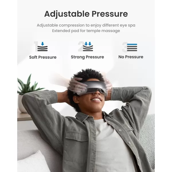 FSA HSA Eye Massager RENPHO Eyeris 1 Eye Massager for Migraines Relief Birthday Christmas Gifts Eye Massage Mask with Remote Heat Compression for Eye Strain Relief Reduce Stye Eye Improve SleepGray