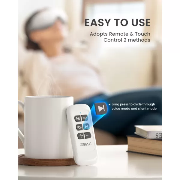 FSA HSA Eye Massager RENPHO Eyeris 1 Eye Massager for Migraines Relief Birthday Christmas Gifts Eye Massage Mask with Remote Heat Compression for Eye Strain Relief Reduce Stye Eye Improve SleepAwhite
