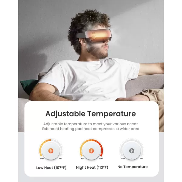 FSA HSA Eye Massager RENPHO Eyeris 1 Eye Massager for Migraines Relief Birthday Christmas Gifts Eye Massage Mask with Remote Heat Compression for Eye Strain Relief Reduce Stye Eye Improve SleepGray
