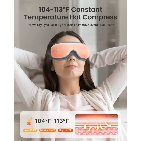 RENPHO Eyeris 1 Eye Massager with Heat Birthday Christmas Gifts for Women FSA HSA Eye Care Gifts for Mom Smart Eye Mask for Relax Eye Reduce Eye StrainZwhite