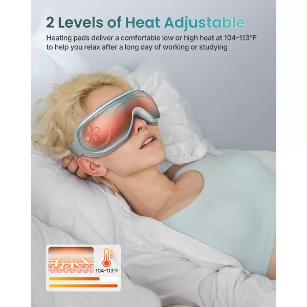 RENPHO Eyeris 2 ExtendedEye Massager with Heat for Migraines Relief Heated Eye Mask Eye Care Face Massager for Eye Strain Eye Bags Dry Eyes Improve Sleep Birthday Gift for Women MenBlue