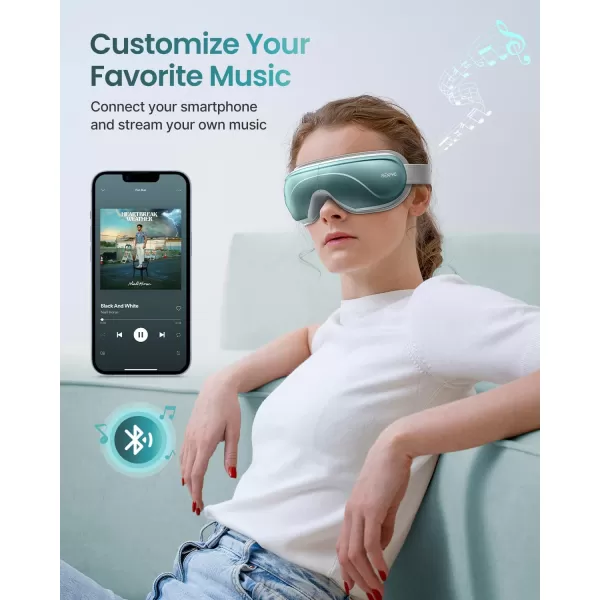 RENPHO Eyeris 2 ExtendedEye Massager with Heat for Migraines Relief Heated Eye Mask Eye Care Face Massager for Eye Strain Eye Bags Dry Eyes Improve Sleep Birthday Gift for Women MenBlue