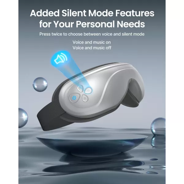 RENPHO Eyeris 2 ExtendedEye Massager with Heat for Migraines Relief Heated Eye Mask Eye Care Face Massager for Eye Strain Eye Bags Dry Eyes Improve Sleep Birthday Gift for Women MenSilver
