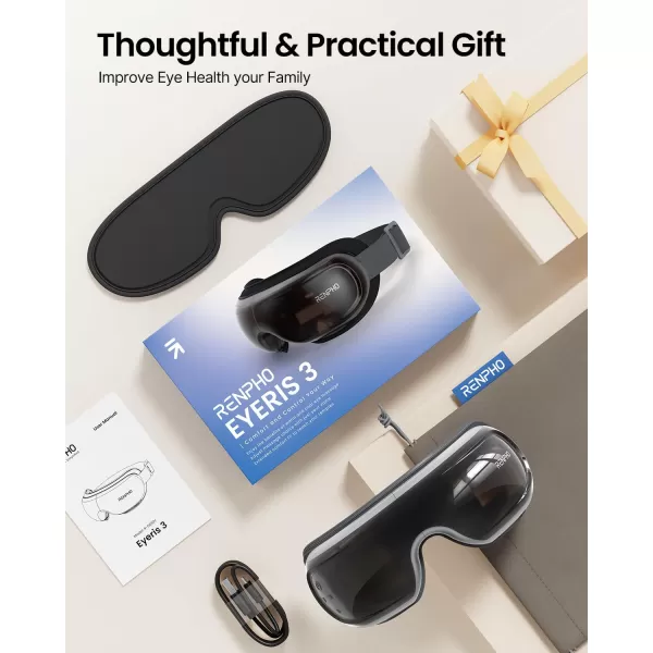 RENPHO Eyeris 3Voice Control Eye Massager with Heat and Cooling for Migraines FSAHSA Eligible Christmas GiftsHeated Eye Mask with DIY Massage Setting Music Eye Relax DevicesGifts for WomenMenAVoice Controlled