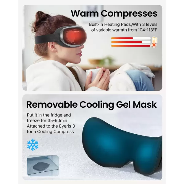 RENPHO Eyeris 3Voice Control Eye Massager with Heat and Cooling for Migraines FSAHSA Eligible Christmas GiftsHeated Eye Mask with DIY Massage Setting Music Eye Relax DevicesGifts for WomenMenAVoice Controlled