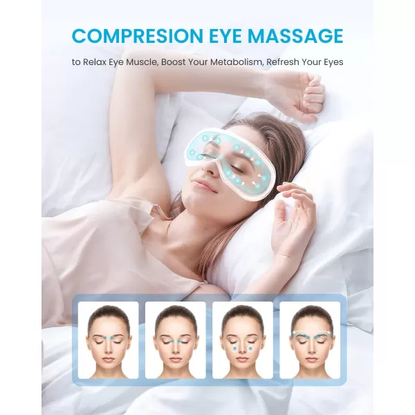 RENPHO FSA HSA Eye Massager Eyeris1 Heated Eye Massage Mask with Remote Compression Bluetooth Temple Migraine Massager for Eye Strain Relief Dry Eyes School Supplies Birthday Gifts for Her HimBlue