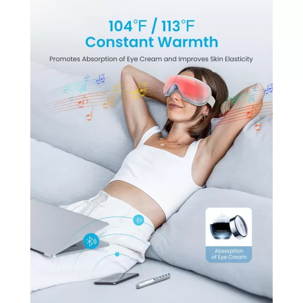 RENPHO FSA HSA Eye Massager Eyeris1 Heated Eye Massage Mask with Remote Compression Bluetooth Temple Migraine Massager for Eye Strain Relief Dry Eyes School Supplies Birthday Gifts for Her HimBlue
