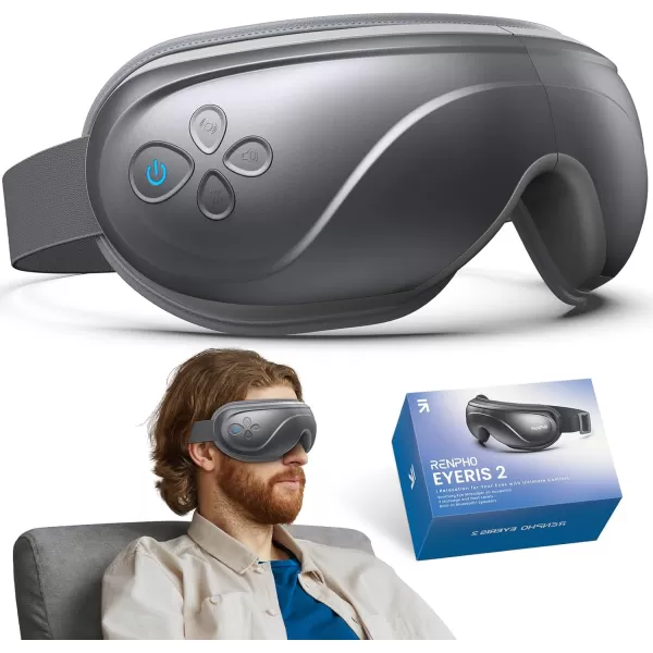 RENPHO FSAHSA Eligible Eyeris 2 Eye Massager with Heat Face Massager Eye Mask for Migraines Relief Eye Strain Dry Eye Birthday Gift for Women MenGrey