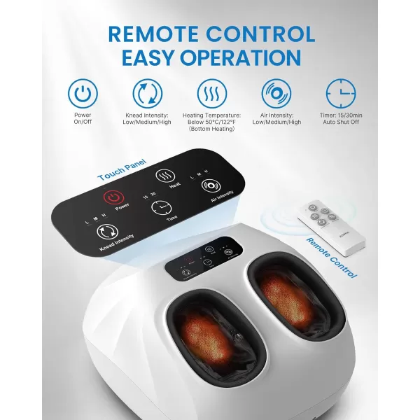 RENPHO Foot Massager Machine FSA HSA Eligible Shiatsu Foot Massager for Neuropathy Plantar Fasciitis Massager Deep Kneading Foot Massage Gifts for Her ampamp Him Up to Men Size 14 Wireless ControlWhite Fsa Hsa Eligible