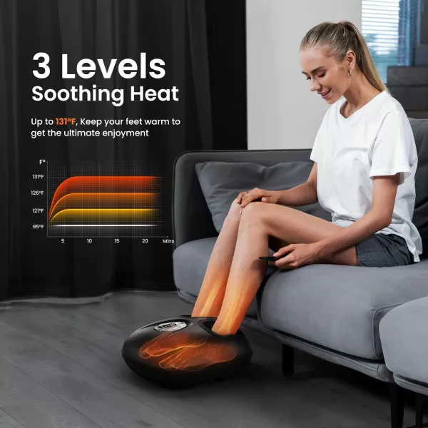 RENPHO Foot Massager Machine with Heat 3 Heating Levels Deep Kneading Heated Shiatsu Foot Massager with Wireless Remote Control Electric Foot Massage Birthday Gifts for Women and Men BrownBlack