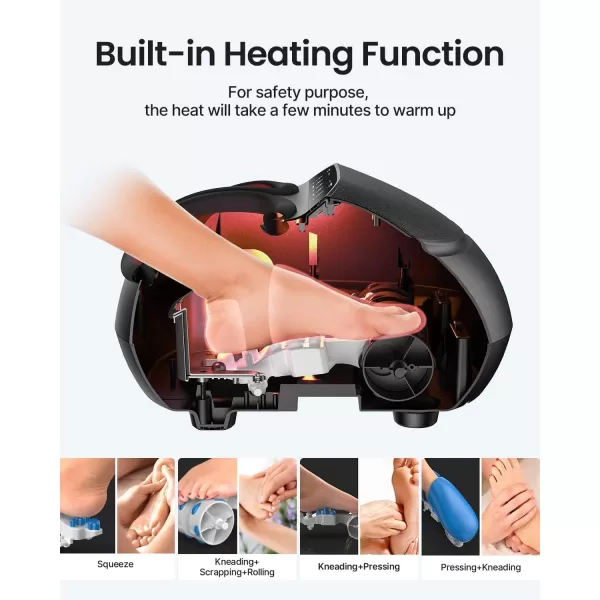 RENPHO Foot Massager with Heat FSA ampamp HSA Eligible Electric Foot Massage with Remote Shiatsu Foot Massager for Foot Care Fits Feet Up to Men Size 12 Great Gifts for Him HerBlack