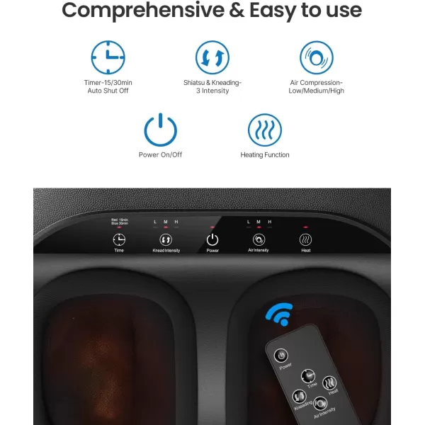 RENPHO Foot Massager with Heat FSA ampamp HSA Eligible Electric Foot Massage with Remote Shiatsu Foot Massager for Foot Care Fits Feet Up to Men Size 12 Great Gifts for Him HerBlack