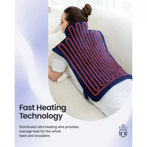 RENPHO Heating Pad for Back Electric Heat Pads for Neck Shoulders Pain Relief FSA HSA Approved Relaxation Christmas Gifts for Women Men Mom Dad Weighted Fast Heating ETL Certified Grey WhiteDark Blue