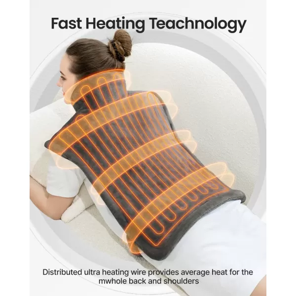 RENPHO Heating Pad for Back Electric Heat Pads for Neck Shoulders Pain Relief FSA HSA Approved Relaxation Christmas Gifts for Women Men Mom Dad Weighted Fast Heating ETL Certified Grey WhiteAgray