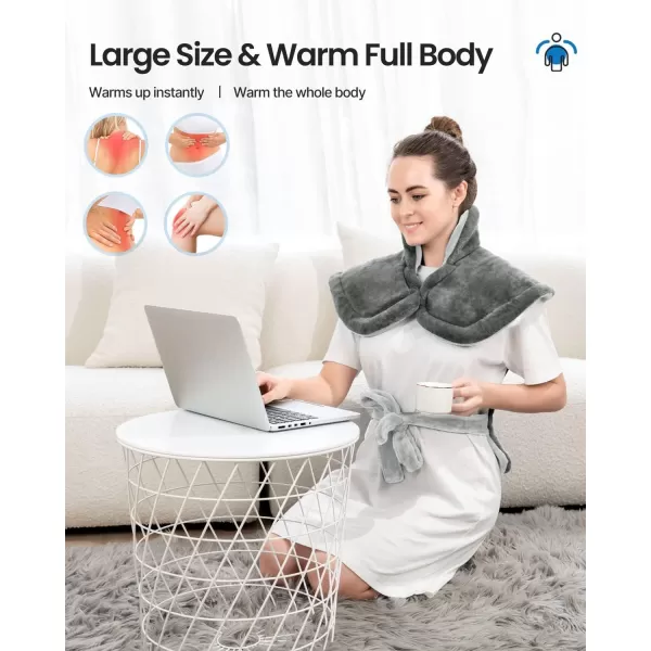 RENPHO Heating Pad for Back Electric Heat Pads for Neck Shoulders Pain Relief FSA HSA Approved Relaxation Christmas Gifts for Women Men Mom Dad Weighted Fast Heating ETL Certified Grey WhiteGray White