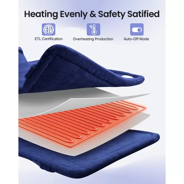 RENPHO Heating Pad for Back Electric Heat Pads for Neck Shoulders Pain Relief FSA HSA Approved Relaxation Christmas Gifts for Women Men Mom Dad Weighted Fast Heating ETL Certified Grey WhiteDark Blue