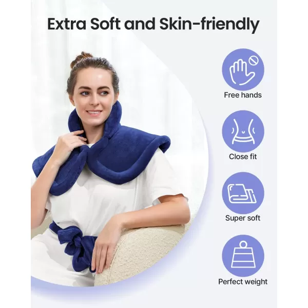 RENPHO Heating Pad for Back Electric Heat Pads for Neck Shoulders Pain Relief FSA HSA Approved Relaxation Christmas Gifts for Women Men Mom Dad Weighted Fast Heating ETL Certified Grey WhiteDark Blue