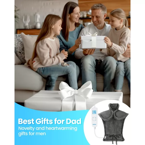 RENPHO Heating Pad for Back Electric Heat Pads for Neck Shoulders Pain Relief FSA HSA Approved Relaxation Christmas Gifts for Women Men Mom Dad Weighted Fast Heating ETL Certified Grey WhiteAgray