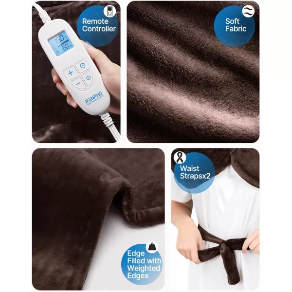 RENPHO Heating Pad for Back Electric Heat Pads for Neck Shoulders Pain Relief FSA HSA Approved Relaxation Christmas Gifts for Women Men Mom Dad Weighted Fast Heating ETL Certified Grey WhiteDark Brown