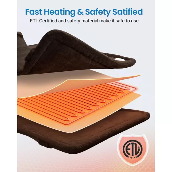RENPHO Heating Pad for Back Electric Heat Pads for Neck Shoulders Pain Relief FSA HSA Approved Relaxation Christmas Gifts for Women Men Mom Dad Weighted Fast Heating ETL Certified Grey WhiteXlh Brown