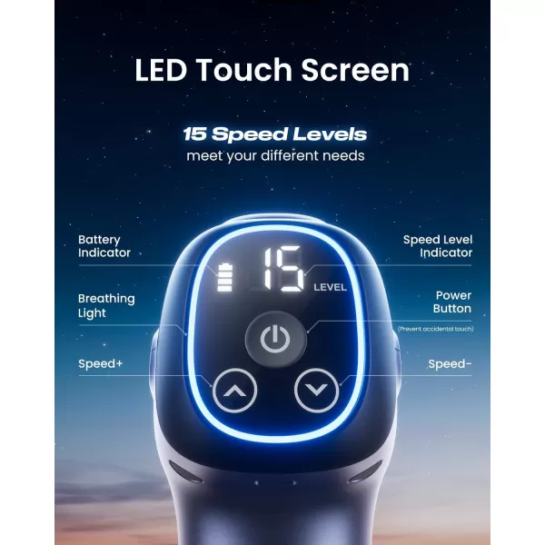 RENPHO Massage Gun Deep Tissue FSA HSA Eligible Percussion Muscle Massage Gun for Athletes Electric Handheld Massager Gun for Pain Relief Relax 6 Massage Head 15 SpeedBlue