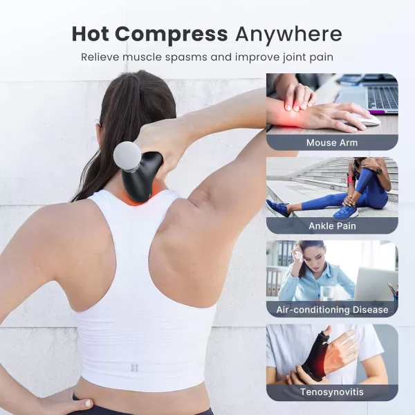 RENPHO Mini Massage Gun with Heat Portable Muscle Deep Tissue Massager Gun FSA and HSA Eligible Small Quiet Handheld Percussion Massage Gun Heated Massage Gun Lite