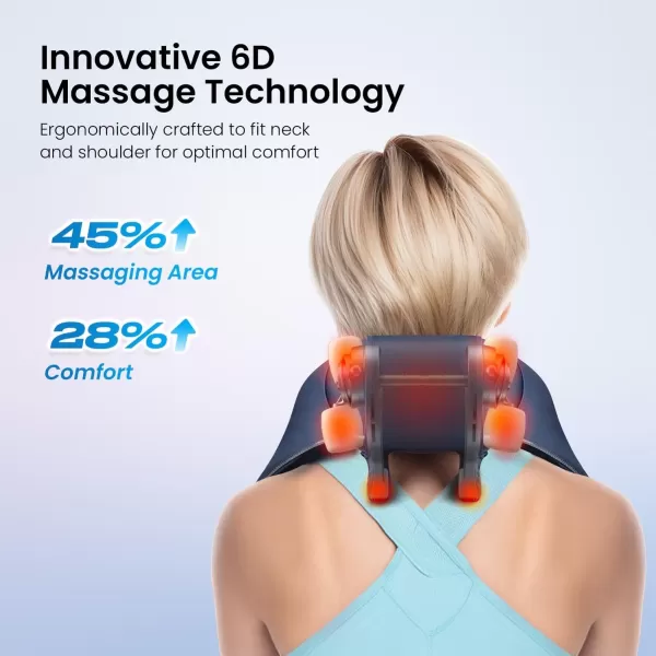 RENPHO Neck Massager with Heat 6D Cordless Neck and Shoulder Massager for Pain Relief Deep Tissue 2 Heating Levels Shiatsu Back Massager for Neck and Shoulder Pain Birthday Gifts for Men or WomenStandard