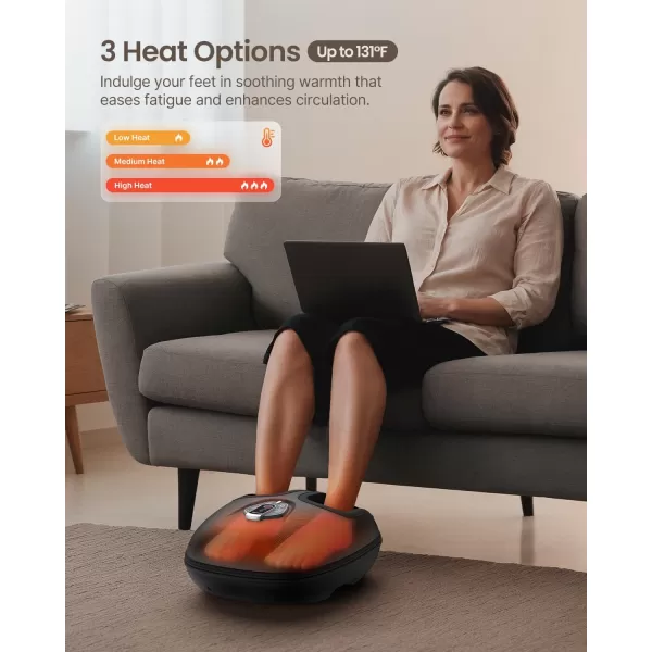 RENPHO Shiatsu Foot Massager with Heat 3 Levels Heat Upgraded Deep Kneading Foot Massager Machine Wireless Remote Control Electric Foot Massage Birthday Gifts for Women ampamp Men Up to Men Size 11Black