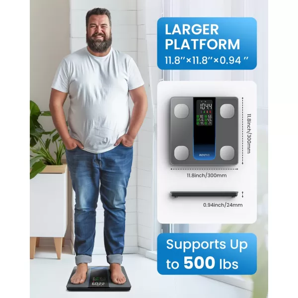 RENPHO Smart Scale for Body Weight Weight Scale with 7in1 Large LED Display for BMI Body Fat Muscle Mass 13 Body Composition High Accurate Bluetooth Scale 500lbs 118quot Elis 2XL