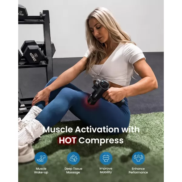 RENPHO Thermacool Massage Gun Deep Tissue with Heat and Cold Head Handheld Muscle Massager Gun with Carry Case Body Masajeador for Men Women Neck and Back Active Heat FSA HSA EligibleThermacool Deluxe