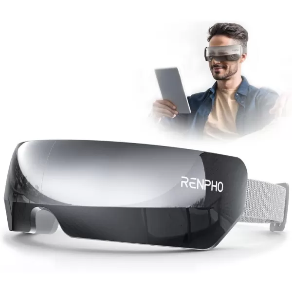 FSA HSA Eye Massager RENPHO Eyeris 1 Eye Massager for Migraines Relief Birthday Christmas Gifts Eye Massage Mask with Remote Heat Compression for Eye Strain Relief Reduce Stye Eye Improve SleepGray