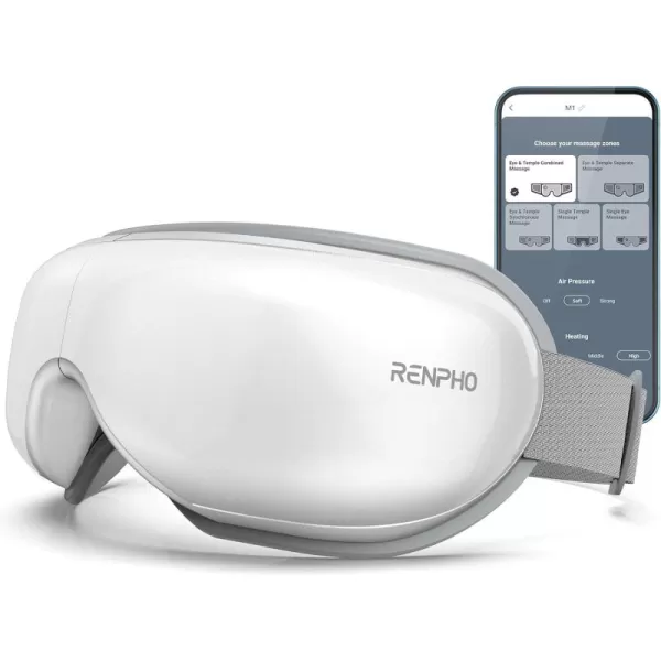 RENPHO Eyeris 1 Eye Massager with Heat Birthday Christmas Gifts for Women FSA HSA Eye Care Gifts for Mom Smart Eye Mask for Relax Eye Reduce Eye StrainZwhite