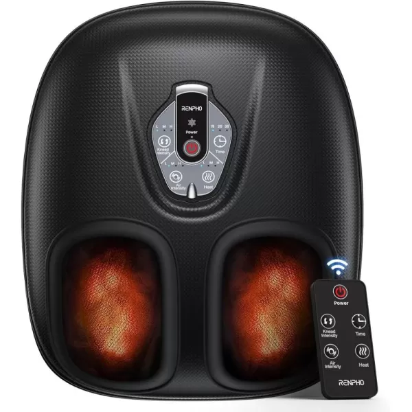 RENPHO Foot Massager Machine with Heat 3 Heating Levels Deep Kneading Heated Shiatsu Foot Massager with Wireless Remote Control Electric Foot Massage Birthday Gifts for Women and Men BrownBlack