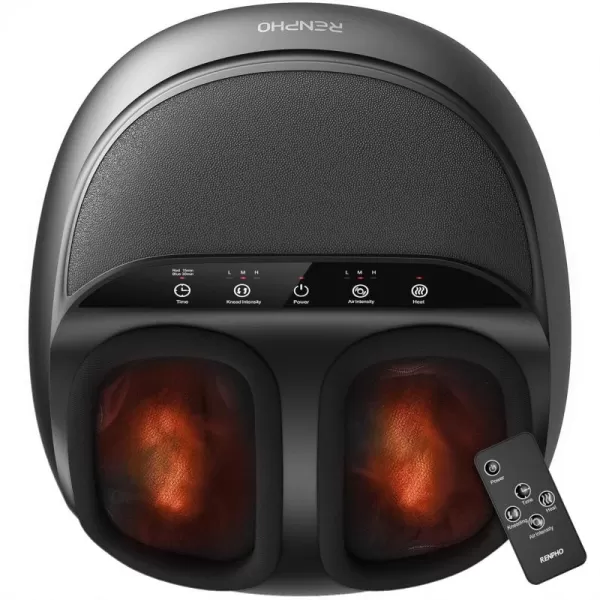 RENPHO Foot Massager with Heat FSA ampamp HSA Eligible Electric Foot Massage with Remote Shiatsu Foot Massager for Foot Care Fits Feet Up to Men Size 12 Great Gifts for Him HerBlack