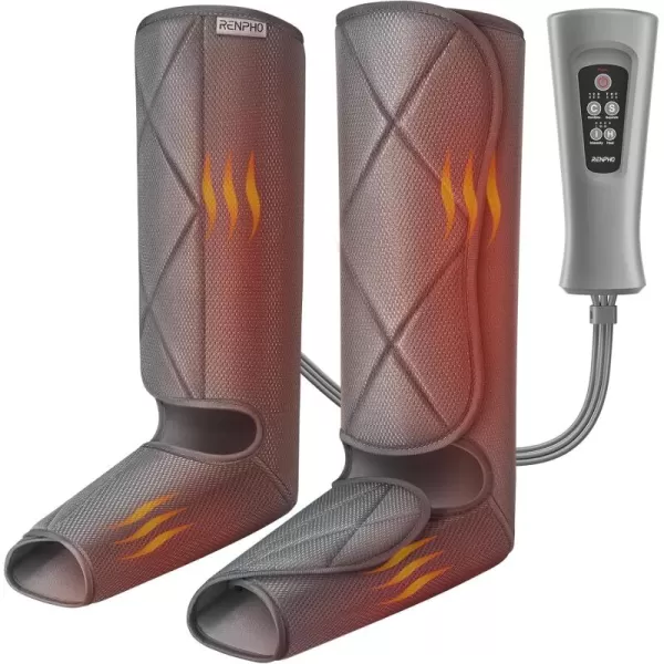 RENPHO Leg Massager with Heat and Compression for Circulation Gift for Fathers Mothers Relaxation Muscles Calf Massager FSA HSA EligibleGray