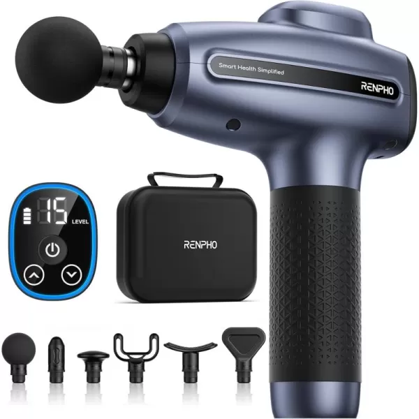 RENPHO Massage Gun Deep Tissue FSA HSA Eligible Percussion Muscle Massage Gun for Athletes Electric Handheld Massager Gun for Pain Relief Relax 6 Massage Head 15 SpeedBlue