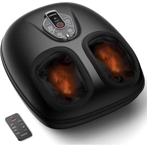 RENPHO Shiatsu Foot Massager with Heat 3 Levels Heat Upgraded Deep Kneading Foot Massager Machine Wireless Remote Control Electric Foot Massage Birthday Gifts for Women ampamp Men Up to Men Size 11Black