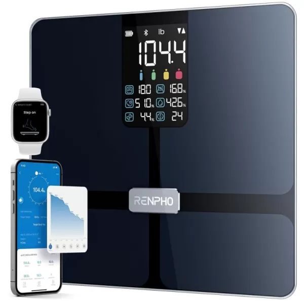 RENPHO Smart Scale FSA HSA Store Eligible Body Fat Scale with VA Display Bluetooth Scale for Body Weight and Fat Percentage BMI Muscle ampamp Bone Mass Apple Health Compatible 400lb Black Elis 2X