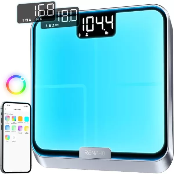 RENPHO Smart Scale with RBG Lighting Platform FSA HSA Store Eligible Bluetooth Scale for Body Weight Body Fat BMI Muscle Mass Rechargeable Elis Chroma
