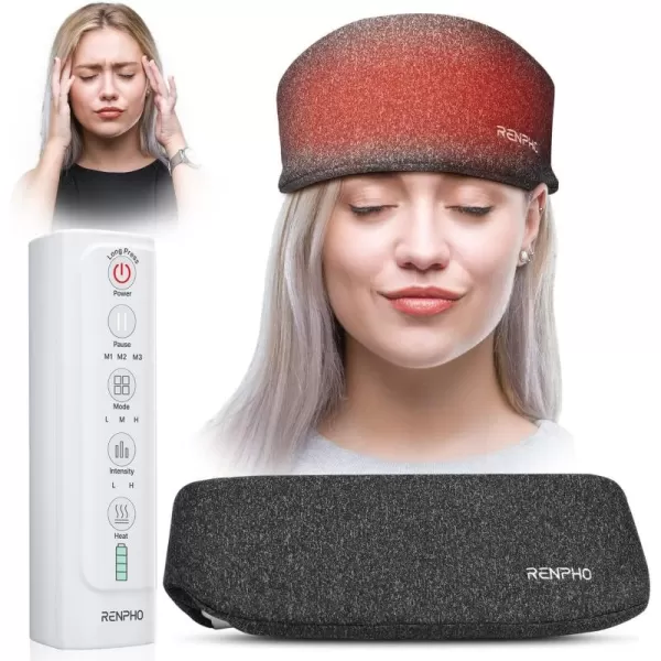 RENPHO heated electric head massager3 air compression massage intensities and 4 massage mode area selectionfor pressure reliefTensionDeep sleepRelaxationOne Size Fit MostV002