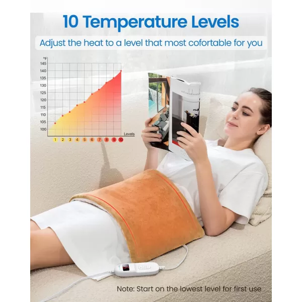 RENPHO King Size Heating Pad for Back Pain ampamp Cramps Relief FSA HSA Eligible Heat Pad for Knee and Leg Christmas Gifts for Women Men Mom Auto Shut Off ETL Certified 12quot x24 Light YellowLight Yellow